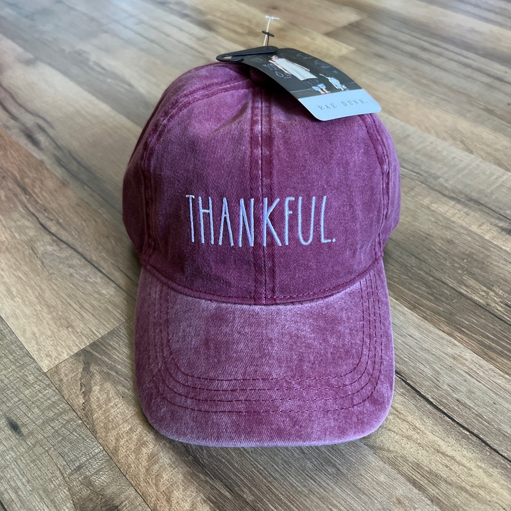 Rae Dunn Thankful Adjustable Hat Womens Maroon
